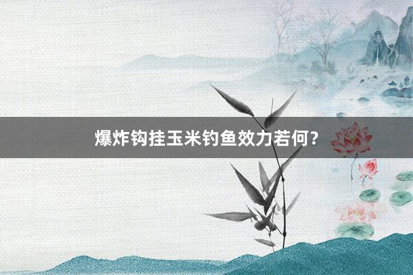 爆炸钩挂玉米钓鱼效力若何?